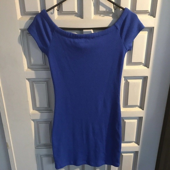 Signature 8 Knit Dress Fitted JuniorSzL Pretty Blue Cap Sleeves Pre-Owned - Picture 5 of 10